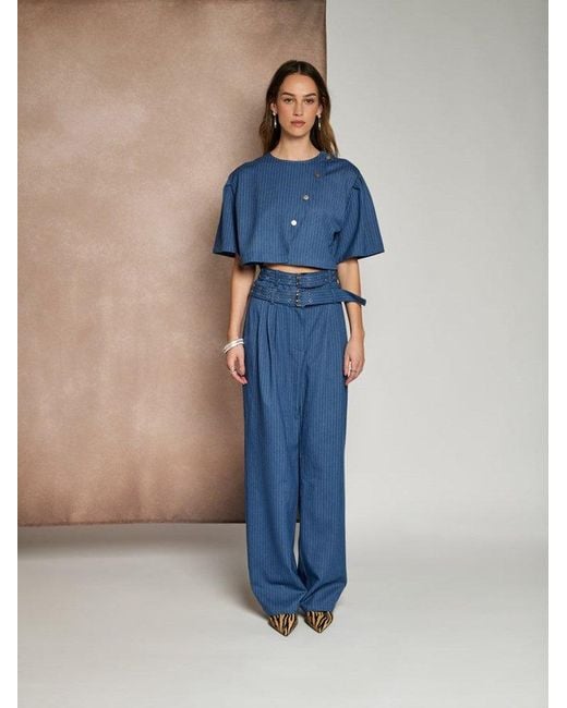 Sister Jane Blue Ghospell Bettie Pinstripe Top