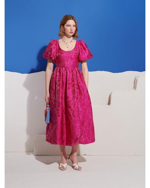 Sister Jane Blue Pomegranate Jacquard Maxi Dress