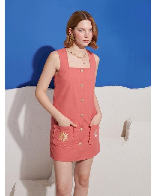 Sister Jane Blue Island Life Embroidered Mini Dress