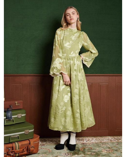 Sister Jane Emile Jacquard Midi Dress in Green | Lyst