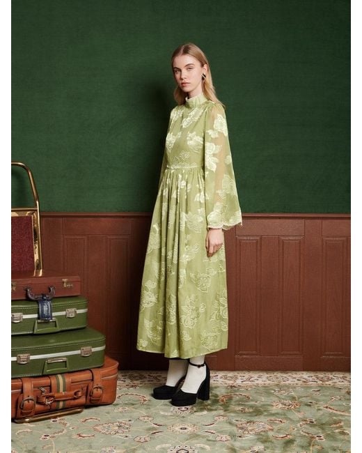 Sister Jane Emile Jacquard Midi Dress in Green | Lyst