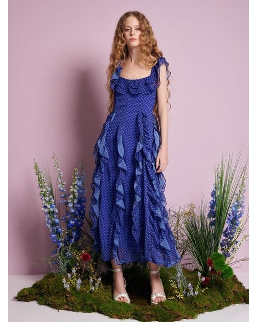 Sister Jane Purple Aster Flounce Maxi Dress