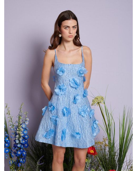 Sister Jane Blue Dream Blooming Jacquard Mini Dress