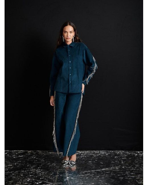Sister Jane Blue Ghospell Carmen Cord Shirt