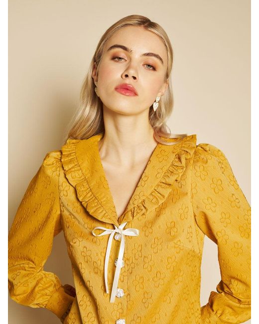 Sister Jane Yellow Jaune Jacquard Top