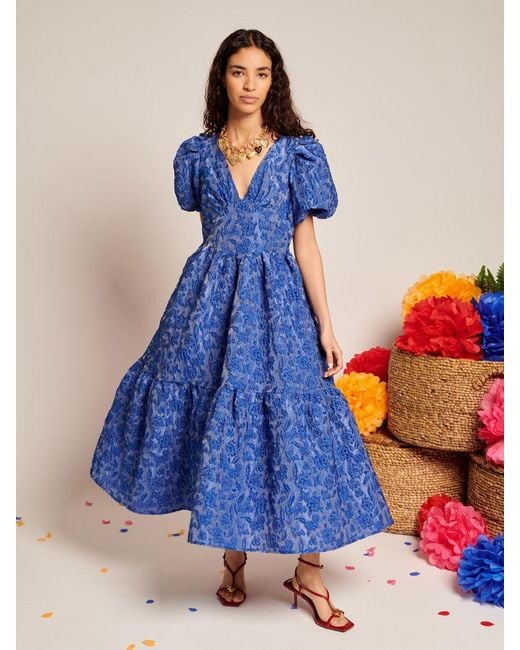 Sister Jane Luna Jacquard Midi Dress in Blue | Lyst