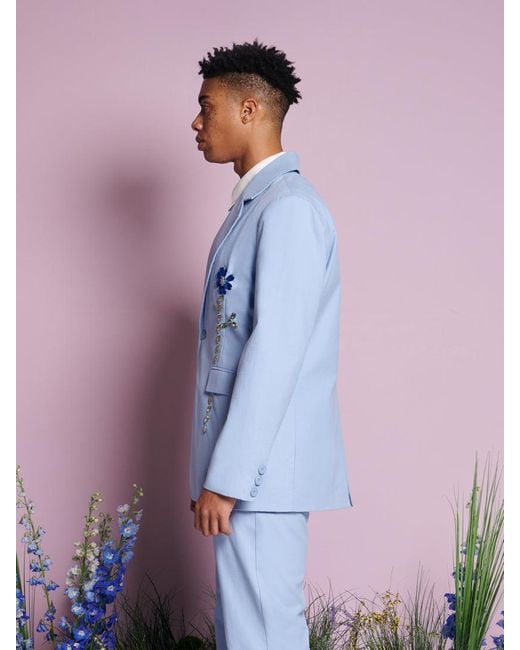 Sister Jane Blue Field Gem Single Breasted Blazer