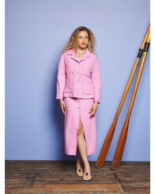 Sister Jane Pink Mira Boucle Fitted Jacket