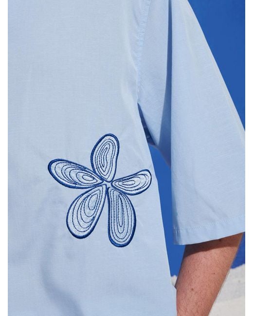 Sister Jane Blue Siro Embroidered Boxy Shirt