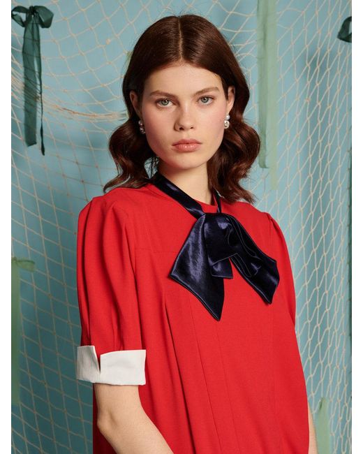Sister Jane Red Ahoy Pleated Mini Dress