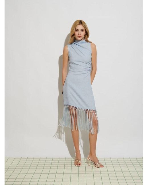 Sister Jane Blue Ghospell Mona Fringed Mini Dress