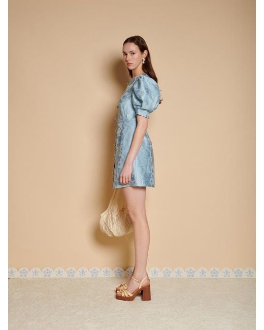 Sister Jane Blue Angie Jacquard Mini Dress