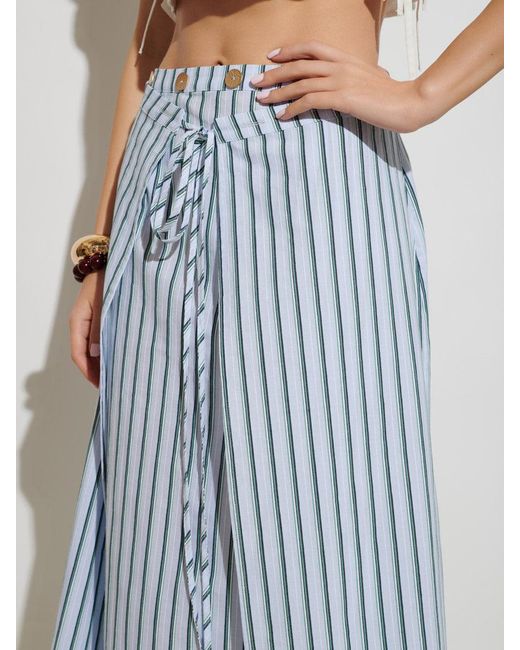 Sister Jane Blue Ghospell Saafiya Striped Midi Skirt