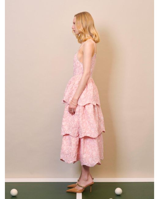 Dream Point Jacquard Tiered Midi Dress 