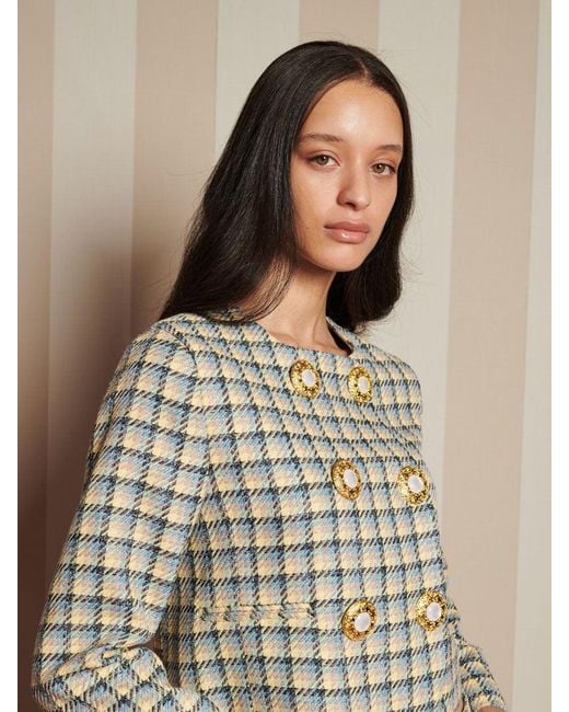Sister Jane Brown Nook Check Double Breasted Jacket