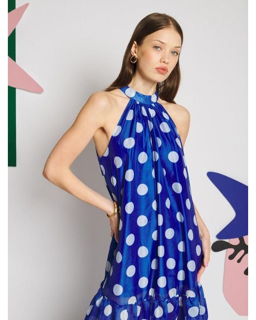 Sister Jane Blue Marine Spot Organza Maxi Dress