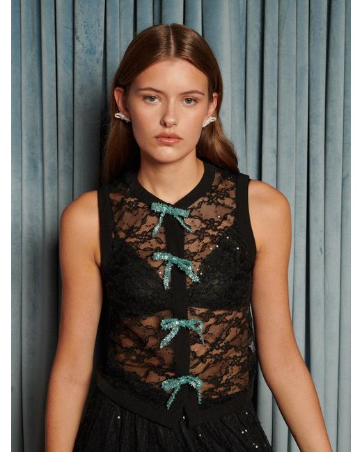 Sister Jane Gray Eclipse Lace Bow Top