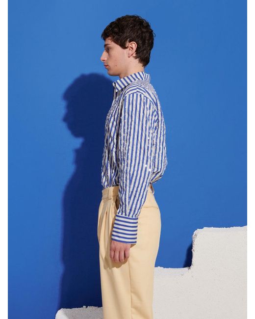 Sister Jane Blue Paros Stripe Embellished Shirt