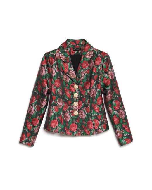 Sister Jane Gray Fantasy Jacquard Cropped Blazer