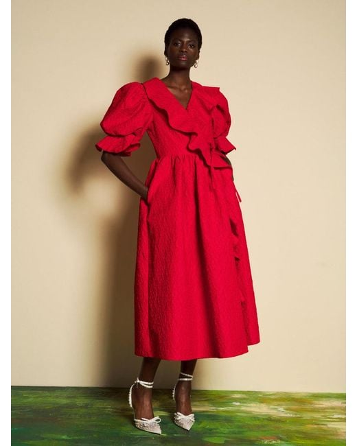 Sister Jane Red Dream Rouge Array Wrap Dress