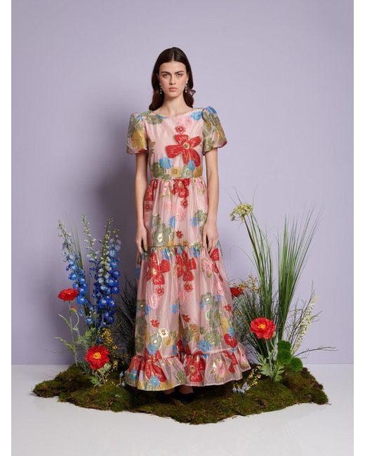 Sister Jane White Dream Camellia Jacquard Maxi Dress