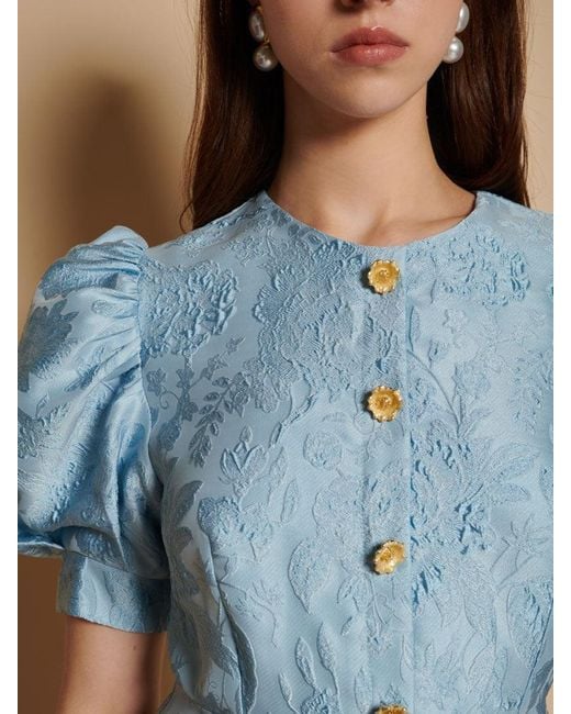 Sister Jane Blue Angie Jacquard Mini Dress
