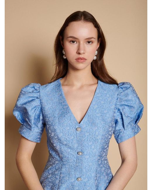 Sister Jane Blue Alice Jacquard Midi Dress
