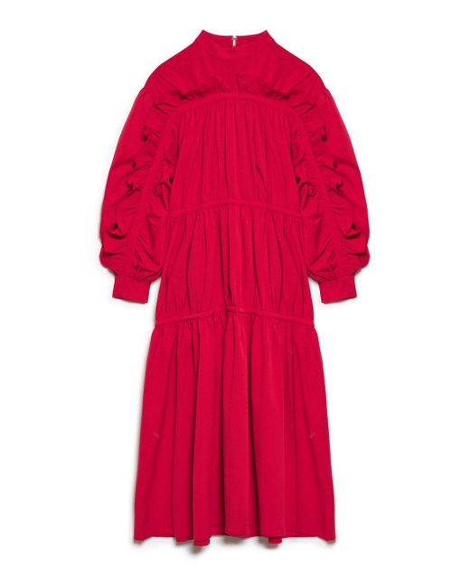 Sister Jane Red Ghospell Cassia Ruffle Midi Dress