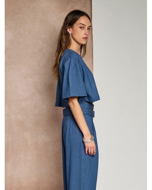 Sister Jane Blue Ghospell Bettie Pinstripe Top