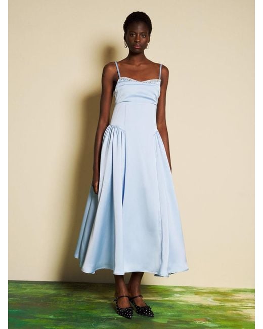 Sister Jane Blue Dream Ciel Satin Midi Dress