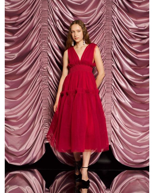 Sister Jane Red Dream Rouge Tulle Midi Dress