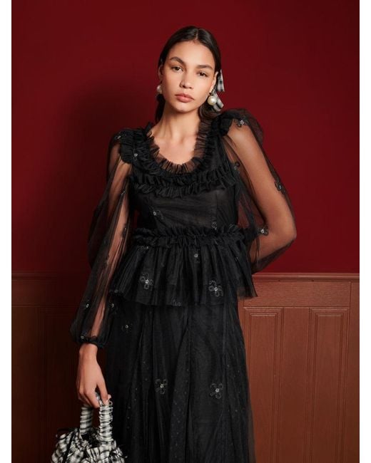 Sister Jane Red Dream Voyage Tulle Top