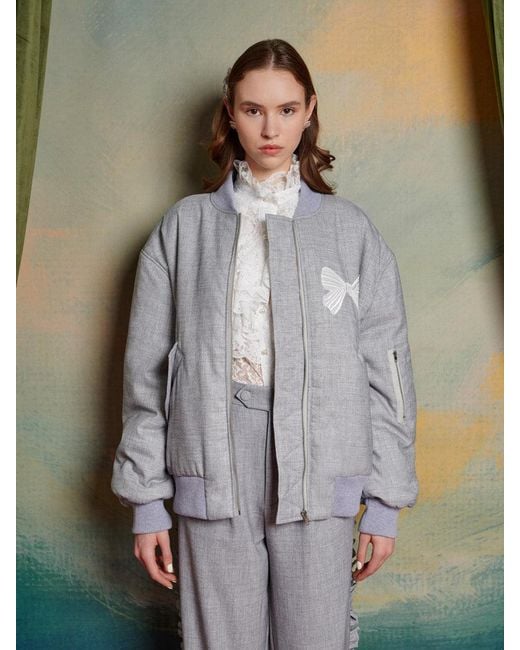 Sister Jane Green Heron Bow Bomber Jacket