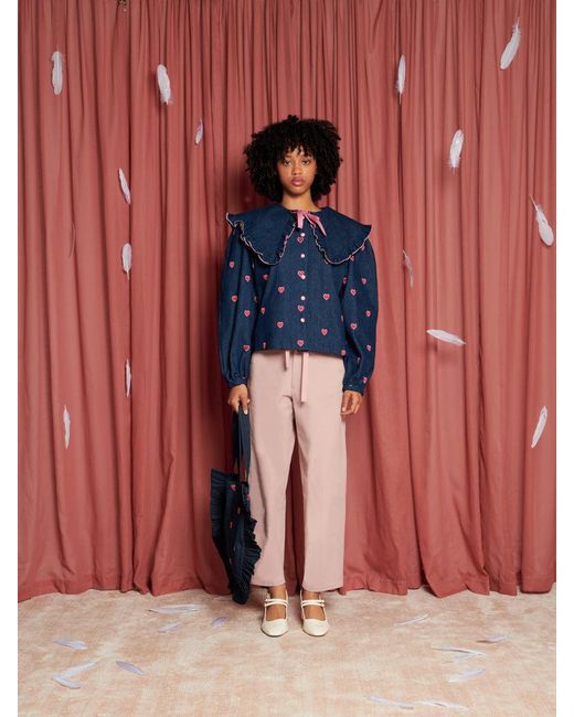 Sister Jane Pink Crane Waist Tie Trousers
