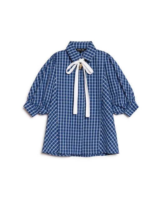 Sister Jane Blue Celeste Check Blouse