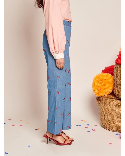 Sister Jane Blue Lola Denim Cropped Trousers