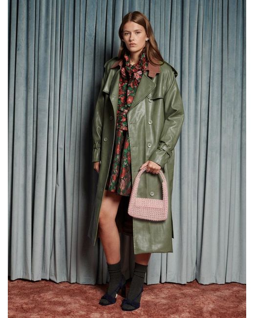 Sister Jane Blue Scout Pu Trench Coat