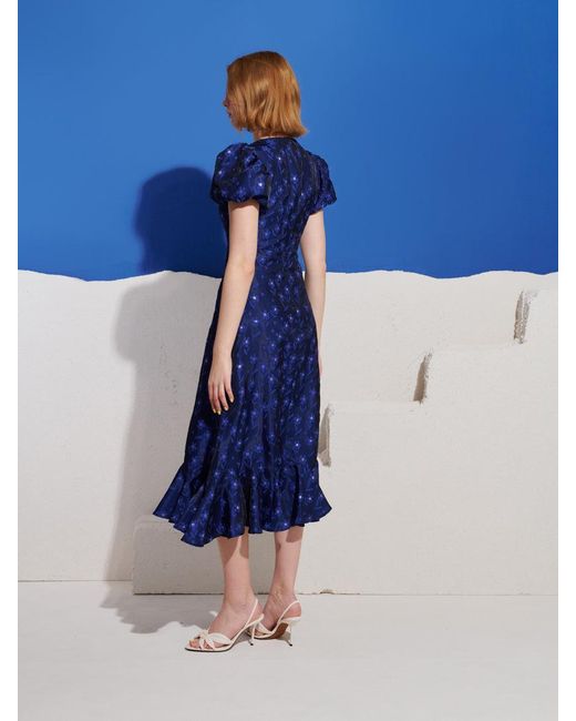 Sister Jane Blue Azure Jacquard Midi Dress