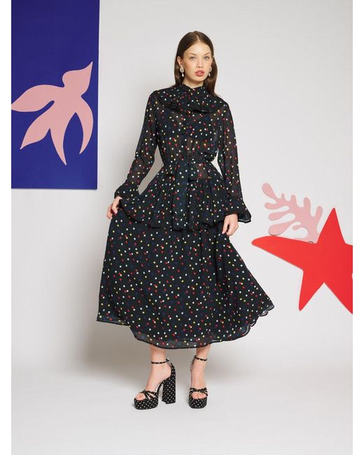 Sister Jane Black Elodie Spot Chiffon Maxi Dress