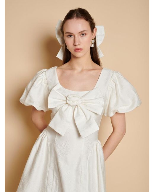 Sister Jane Natural Klara Jacquard Bow Mini Dress