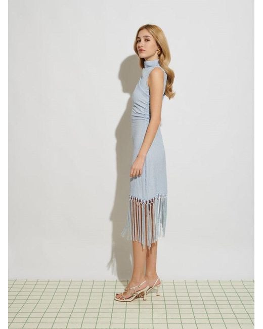 Sister Jane Blue Ghospell Mona Fringed Mini Dress
