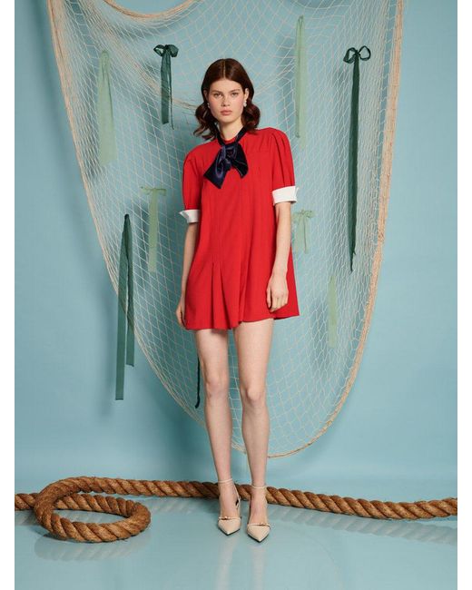 Sister Jane Red Ahoy Pleated Mini Dress