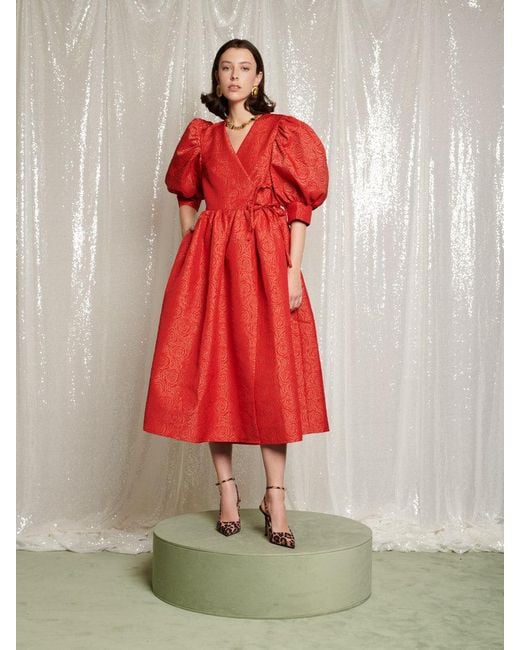 Sister Jane Red Dream La Dolce Vita Wrap Midi Dress