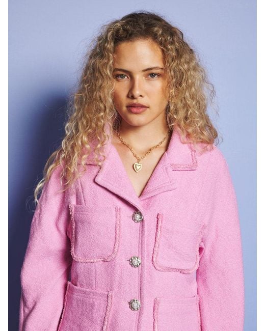 Sister Jane Pink Mira Boucle Fitted Jacket