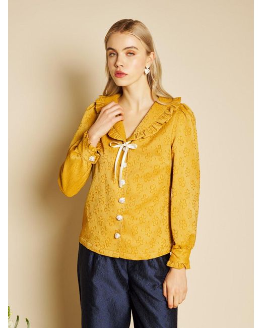 Sister Jane Yellow Jaune Jacquard Top