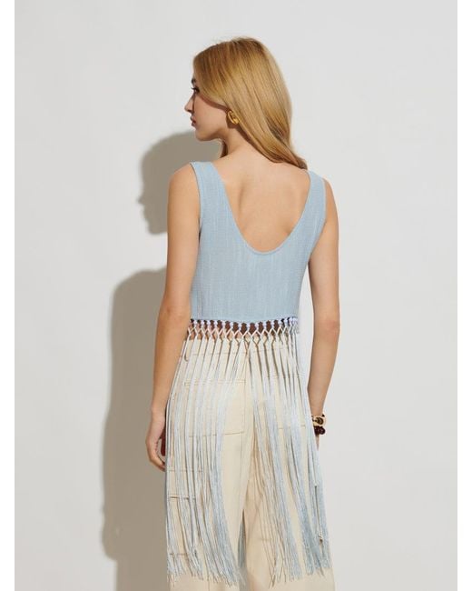 Sister Jane Blue Ghospell Mona Fringed Top