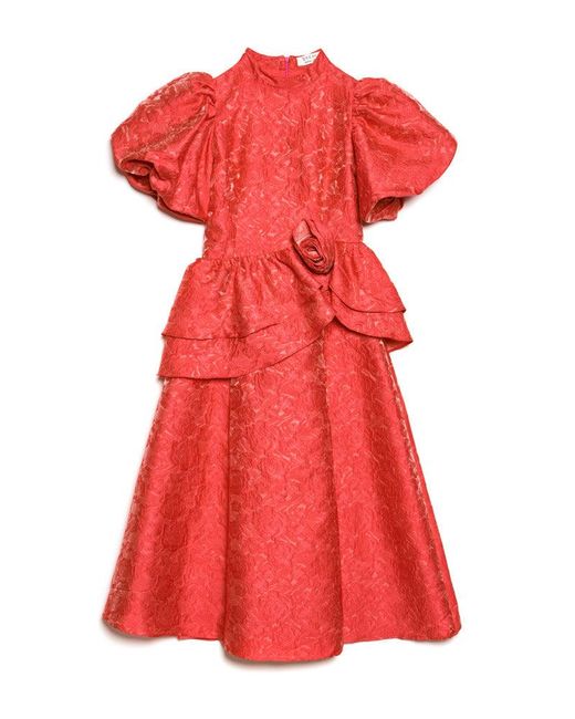 Sister Jane Red Dream Boudoir Jacquard Midi Dress