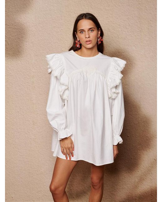 Sister Jane White Sol Seeker Ruffle Mini Dress