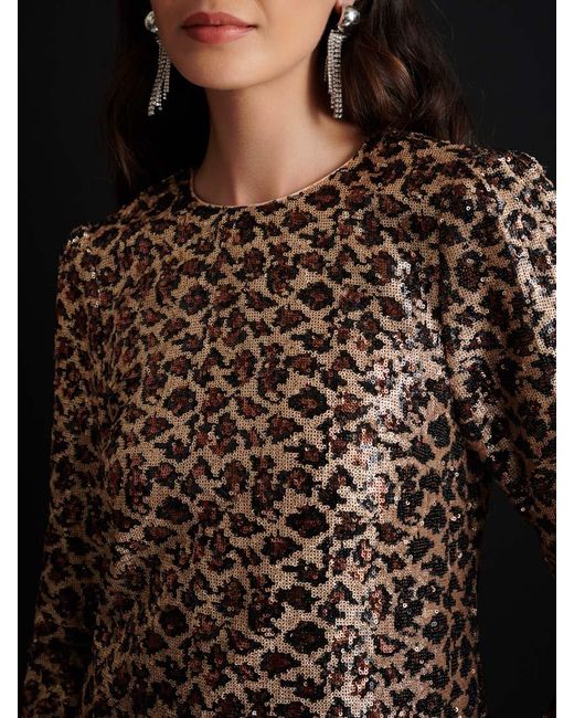 Sister Jane Black Ghospell Yara Sequin Leopard Midi Dress