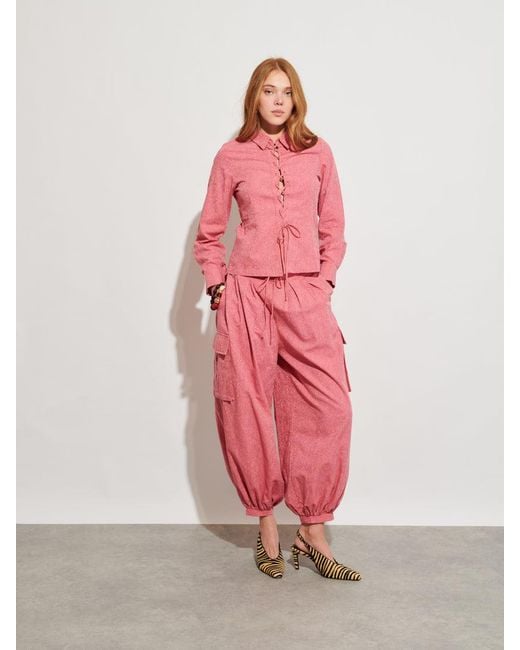 Sister Jane Pink Ghospell Mayra Tie Front Shirt
